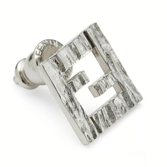 【6MK】NEW Fendi FF Hammered Logo Single Earring - Picture 1 of 1